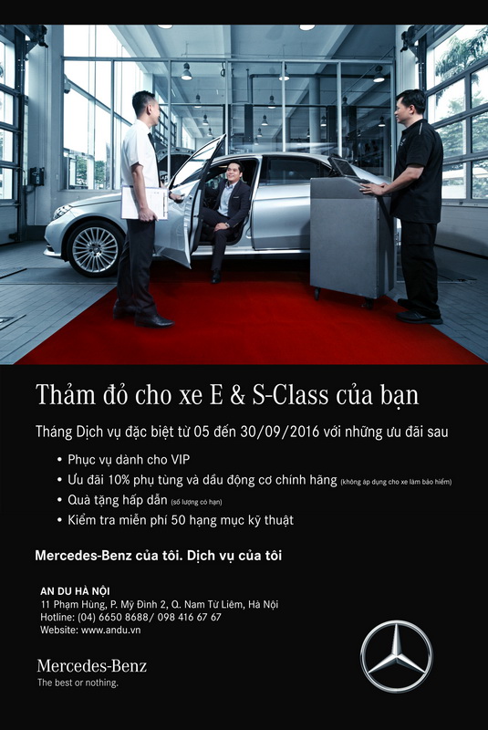 chương trình dịch vụ thảm đỏ cho xe E & S-Class tại An Du Mercedes