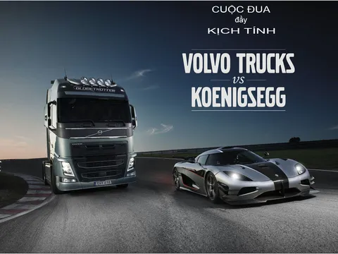 Xe tải Volvo FH thách thức siêu xe thể thao Koenigsegg
