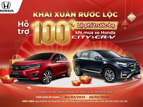 Nhận ưu đãi 100% lệ phí trước bạ khi mua Honda CR-V và Honda City trong tháng 2/2023