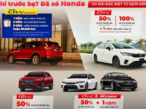 Tháng 1 mua ôtô Honda không lo phí trước bạ