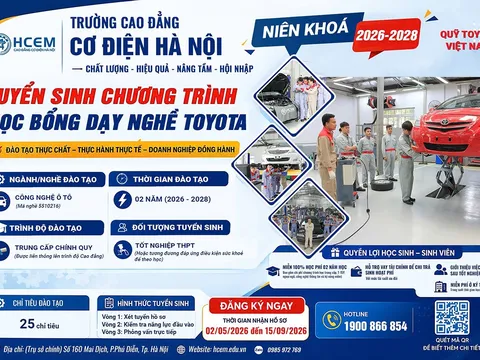 Quỹ Toyota và Trường Cao đẳng Cơ điện Hà Nội tuyển sinh khóa 6 chương trình Học bổng dạy nghề Toyota